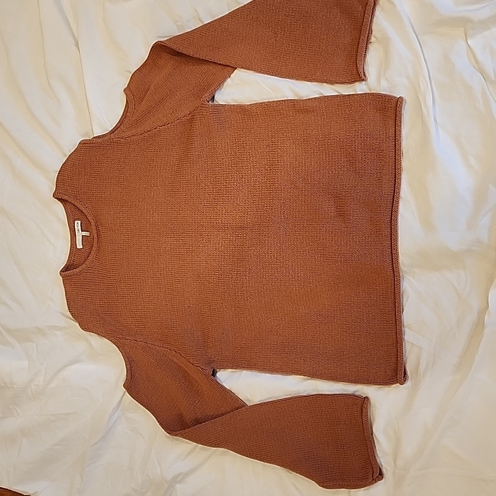 Oak & Fort Tan sweater, size XS with shoulder cut outs.